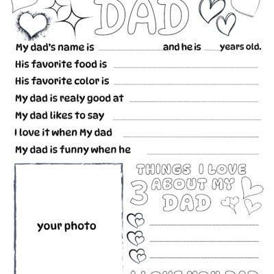 All about my DAD coloring page