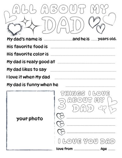 All about my DAD coloring page