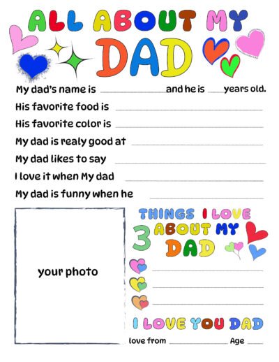 All about my DAD coloring page