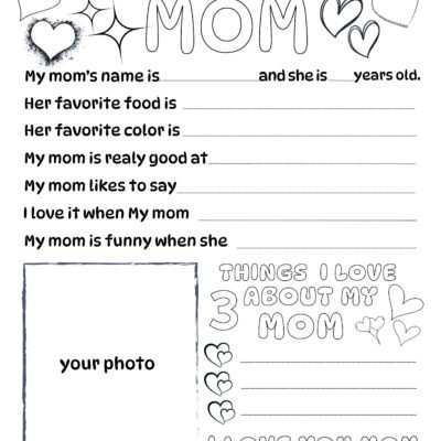 All about my Mom coloring page