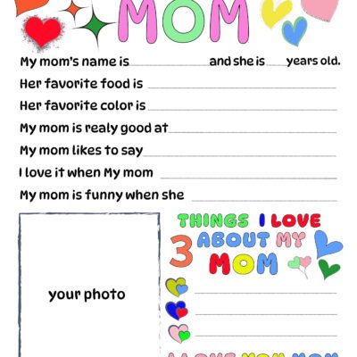 All about my Mom coloring page